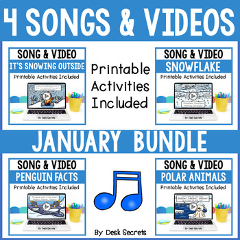 Preview of January Song / Poem & Video Bundle | Winter Songs With Writing Activities & More