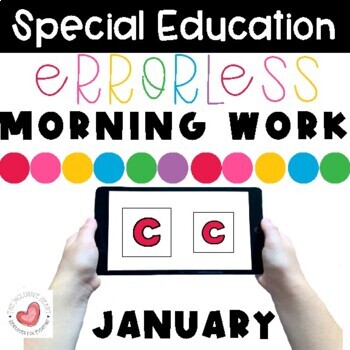 Preview of January Special Education Digital Morning Work-Errorless-Boom Cards™ 