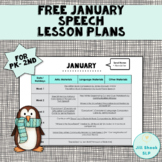 FREE January Speech Lesson Plans PK-2nd