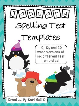 Preview of January Spelling Test Templates