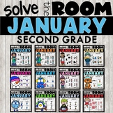 January Task Cards Math 2nd Grade - Whole Group Centers Sc