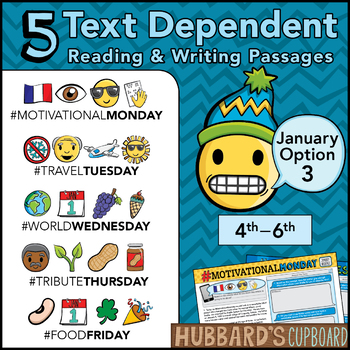 Preview of January Text Dependent Reading - January Activities (Option 3)