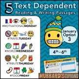 January Text Dependent Reading - January Activities (Option 3)