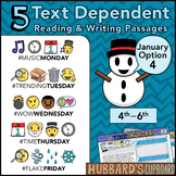 January Text Dependent Reading - January Writing Prompts (
