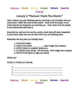 Preview of January "Thank You" Letters