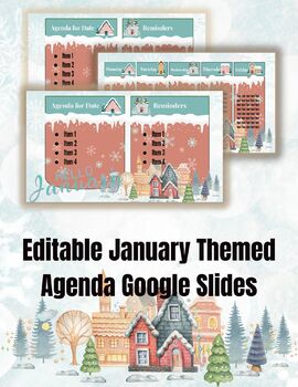 Preview of January Themed Agenda Slides-Editable in Google Slides
