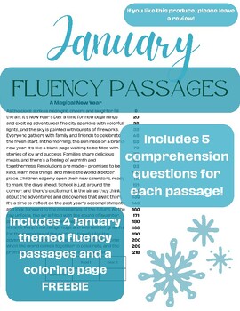 Preview of January Themed Fluency Passages