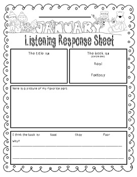 January-Themed Listen to Reading Response Sheets--Sample Version