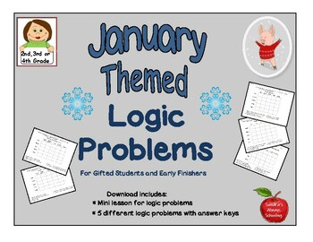 Preview of January Themed Logic Problems for Gifted Students and Early Finishers