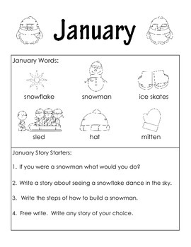 January Themed Take Home or Classroom Writing Journal by C is for Coach