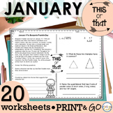 January This or That Worksheets | ELA Math Spiral Review |