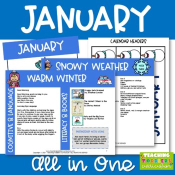 Preview of January Toddler Curriculum Lesson Plan and Activties