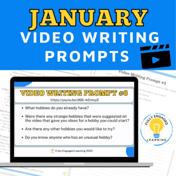 January Video Writing Prompts by Fully Engaged Learning | TPT