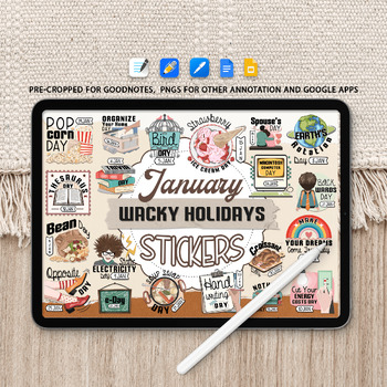 Preview of January Wacky Holidays Digital Stickers, 31 PNG Funny Awareness Sticker