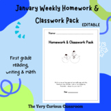 January Weekly Homework/ Classwork Pack 1st Grade Reading,
