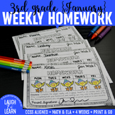 Third Grade Math & ELA Homework: January
