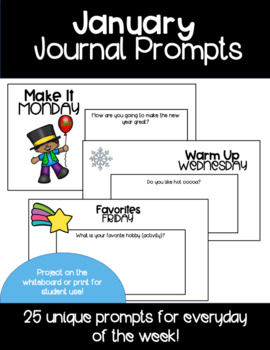 January Whiteboard Journal Prompts by Teaching Wherever | TPT