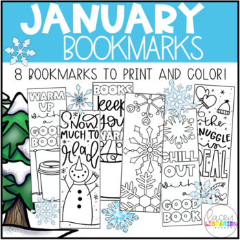 Preview of January / Winter Bookmarks for Classrooms + School Libraries