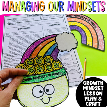 Preview of St. Patrick's Day March School Counseling Growth Mindset SEL Lesson Craft