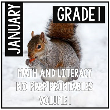 Preview of January Winter First Grade Math and Literacy NO PREP