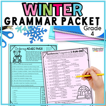 Preview of Winter Grammar ELA Fun Activities 4th Grade January Morning Worksheet Packet