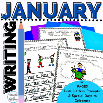 Preview of Winter Writing | January | JOURNAL Prompts First and Second Grade