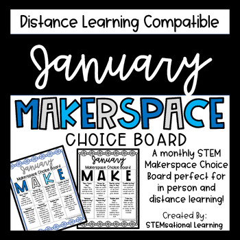 Preview of January Winter STEM Makerspace Activities Choice Board Task Card