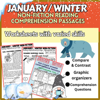 Preview of January / Winter Non-fiction Reading comprehension passages/ Informational Text