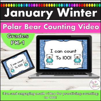 Preview of January Winter Polar Bear Counting to 100 Number Recognition Math Practice Video