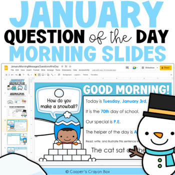 Preview of January | Winter | Question of the Day & Morning Message Slides