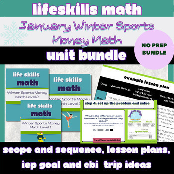 Preview of January Life Skills Shopping Money Math NO PREP Unit Bundle Special Education