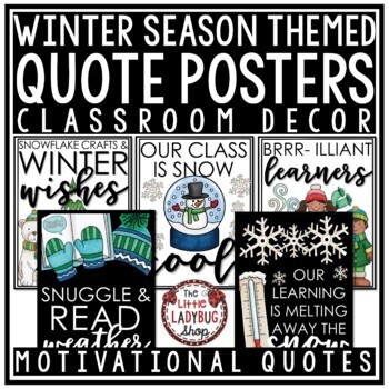 Preview of January Winter Theme Classroom Decor Bulletin Board Motivational Quote Posters