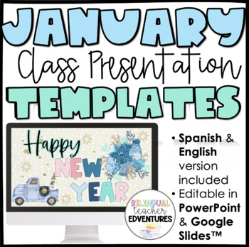 Preview of January Winter Themed Templates- EDITABLE in Google Slides and PowerPoint