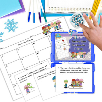 Preview of January/Winter Addition & Subtraction Word Problems for 1st Grade