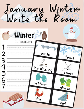 Preview of January Winter Write the Room- Active Learning, Writing Practice, Seasonal