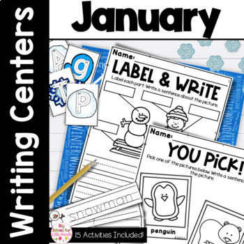 Preview of January Winter Writing Center | Kindergarten and First Grade