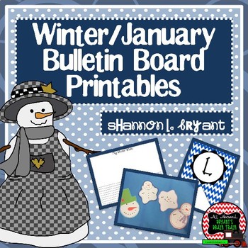 Preview of January, Winter, and Snowman Bulletin Board Craftivity and Writing Printables