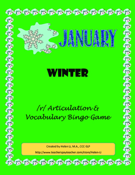 Preview of January - Winter /r/ Articulation and Vocabulary Bingo