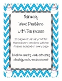 January Word Problems with Ten Frames for Kindergarten and