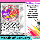 January Word Search Activity : Early Finishers : Morning W