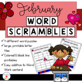February Word Work: Word Scramble Puzzles