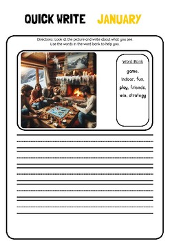 Preview of January Write Quick Activity: Picture-Based Writing Prompts