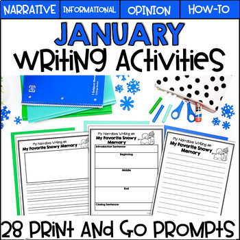 Preview of January Writing Activities | Narrative, Informational, Opinion, and How-To