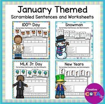 Preview of Occupational Therapy January Scrambled Build a Sentence Handwriting Activities