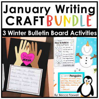 Preview of January Writing Craft Bundle | 3 Winter Bulletin Board Activities