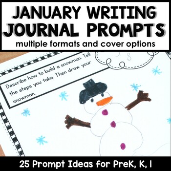 Preview of January Writing Journal Prompts for Preschool and Kindergarten