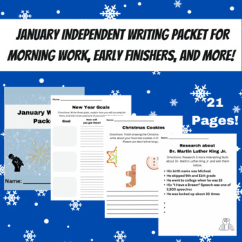 Preview of JANUARY INDEPENDENT WRITING PACKET FOR MORNING WORK OR EARLY FINISHERS