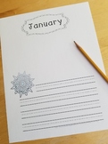 Free January Writing Paper with Guideline Font for Kinderg