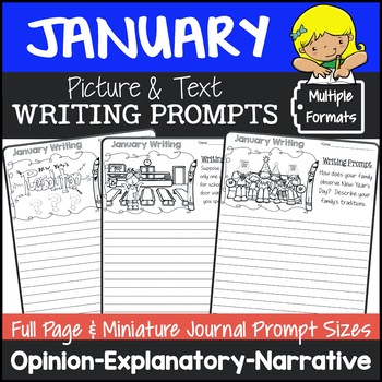 Preview of January Writing Picture Prompts | January Journal Prompts with Pictures