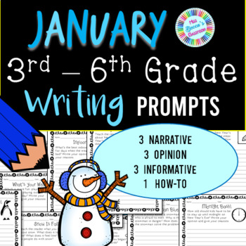 Preview of January Writing Prompts - 3rd grade, 4th grade, 5th grade, 6th grade